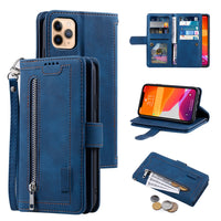 PU Leather Wallet Phone Case for iPhone 13 Promax Blue