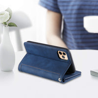 PU Leather Wallet Phone Case for iPhone 13 Mini Blue