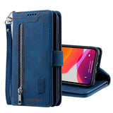 PU Leather Wallet Phone Case for iPhone 13 Pro Blue