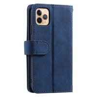 PU Leather Wallet Phone Case for iPhone 13 Mini Blue