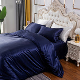 Double Quilt Cover Silk Satin Bedding Set-Royal Blue