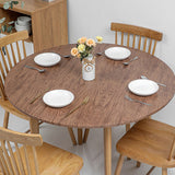 Flannel Backing Round Table Cover Waterproof Wipeable Elastic Edged Brown Wood Grain Tablecloth Small