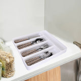 2-Piece Set 5 Slot Kitchen Cutlery Tray Organiser Racks White