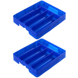 2-Piece Set 5 Slot Kitchen Cutlery Tray Organiser Racks Blue