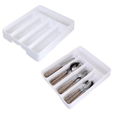 2-Piece Set 5 Slot Kitchen Cutlery Tray Organiser Racks White