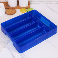 2-Piece Set 5 Slot Kitchen Cutlery Tray Organiser Racks Blue