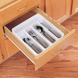 2-Piece Set 5 Slot Kitchen Cutlery Tray Organiser Racks White