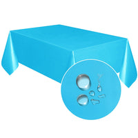 Set of 5 Pack Solid Color Plastic Rectangle Table Cloths Disposable Table Covers Sky Blue