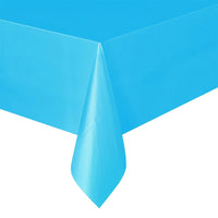 Set of 5 Pack Solid Color Plastic Rectangle Table Cloths Disposable Table Covers Sky Blue