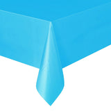 Set of 5 Pack Solid Color Plastic Rectangle Table Cloths Disposable Table Covers Sky Blue