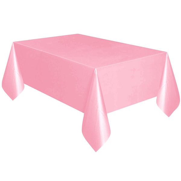 Set of 5 Pack Solid Color Plastic Rectangle Table Cloths Disposable Table Covers Pink