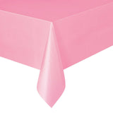 Set of 5 Pack Solid Color Plastic Rectangle Table Cloths Disposable Table Covers Pink