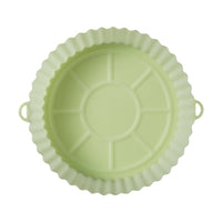 Silicone Round Baking Trays Air Fryer Liners-White and Light Green