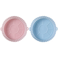 Silicone Round Baking Trays Air Fryer Liners-Light Blue and Pink