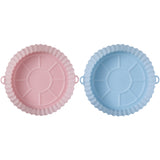 Silicone Round Baking Trays Air Fryer Liners-Light Blue and Pink