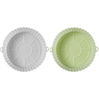 Silicone Round Baking Trays Air Fryer Liners-White and Light Green