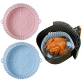 Silicone Round Baking Trays Air Fryer Liners-Light Blue and Pink