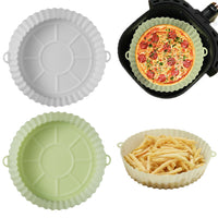 Silicone Round Baking Trays Air Fryer Liners-White and Light Green