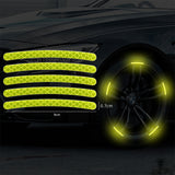 Set of 2 Sheets Car Wheel Hub Warning Reflective Strip Tapes Yellow