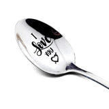 4-Piece Set Stainless Steel Long Handle Engraved Spoons