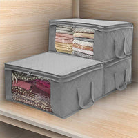 3-Piece Set Foldable Storage Bags Home Organizer Zipper Box Bags Grey