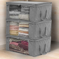 3-Piece Set Foldable Storage Bags Home Organizer Zipper Box Bags Grey