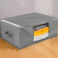 3-Piece Set Foldable Storage Bags Home Organizer Zipper Box Bags Grey