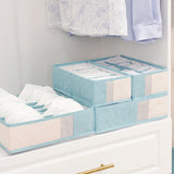 4-Piece Set Foldable Storage Box Bra Underwear Closet Organizer Drawer Divider Kit Blue