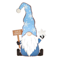 Christmas Gnomes Stainless Steel Statues Garden Decorative Plugin Stake Blue