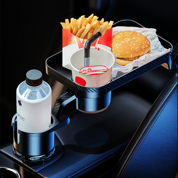 Car Cup Holder Expander with Attachable Tray 360 Degree Rotating Car Drink Bottle