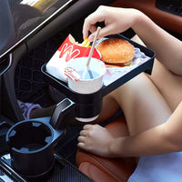 Car Cup Holder Expander with Attachable Tray 360 Degree Rotating Car Drink Bottle