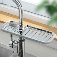 Kitchen Faucet Holder Soap Sponges Organizer Storage Rack Sink Basket Grey