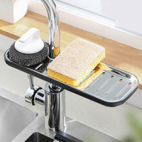 Kitchen Faucet Holder Soap Sponges Organizer Storage Rack Sink Basket Black