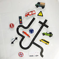 Traffic Theme Bath Sticker Toys Set with Storage Bag