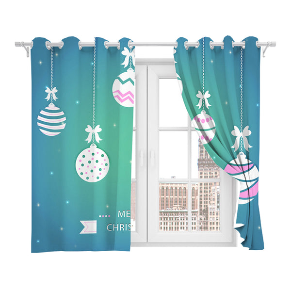 Pair of 3D Printed Window Curtain Christmas Full Blackout Curtains 53 x 114cm-Style 4