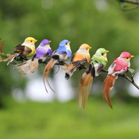 12-Piece Set Artificial Birds Fake Animal Simulation Feather Birds Home Garden Ornament Decoration