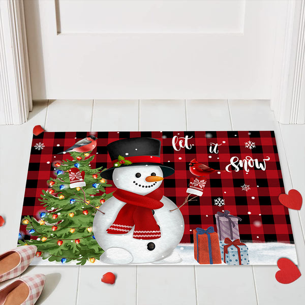 Christmas Door Mat Xmas Floor Mat Hallway Kitchen Living Room Carpet Snowman Style