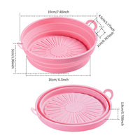 2 Pcs Set Foldable Air Fryer Silicone Pot Oven Baking Tray Pan Air Fryer Liner 7.5 Inches Pink and Blue