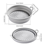 2 Pcs Set Foldable Air Fryer Silicone Pot Oven Baking Tray Pan Air Fryer Liner 7.5 Inches Grey and Coffee