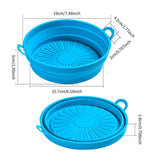 2 Pcs Set Foldable Air Fryer Silicone Pot Oven Baking Tray Pan Air Fryer Liner 7.5 Inches Pink and Blue