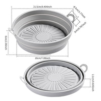 2 Pcs Set Foldable Air Fryer Silicone Pot Oven Baking Tray Pan Air Fryer Liner 8.5 Inches Grey and Coffee