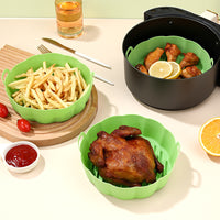 Reusable Air Fryer Pot Silicone Oven Baking Tray Pan Air Fryer Liner-7.5 Inches-Green