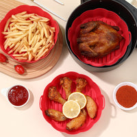 Reusable Air Fryer Pot Silicone Oven Baking Tray Pan Air Fryer Liner-6.5 Inches-Red