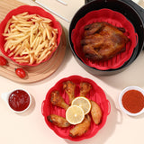 Reusable Air Fryer Pot Silicone Oven Baking Tray Pan Air Fryer Liner-6.5 Inches-Red