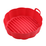 Reusable Air Fryer Pot Silicone Oven Baking Tray Pan Air Fryer Liner-7.5 Inches-Red