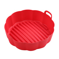 Reusable Air Fryer Pot Silicone Oven Baking Tray Pan Air Fryer Liner-6.5 Inches-Red