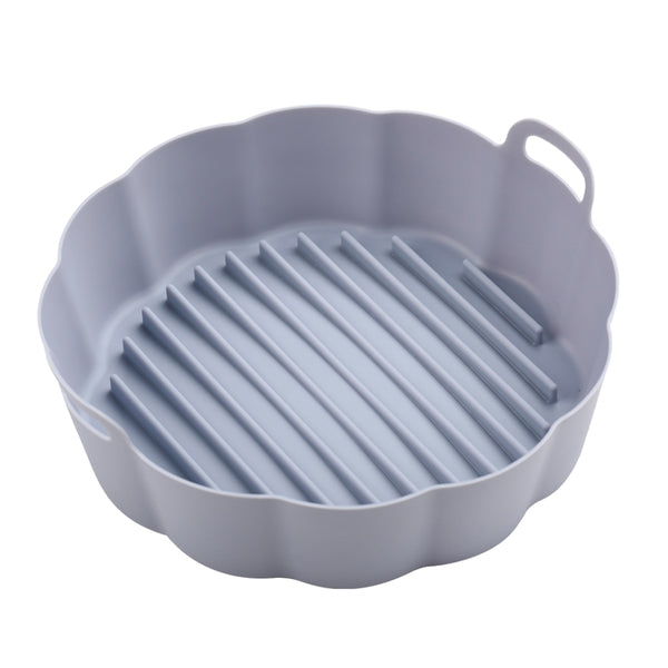 Reusable Air Fryer Pot Silicone Oven Baking Tray Pan Air Fryer Liner-7.5 Inches-Grey