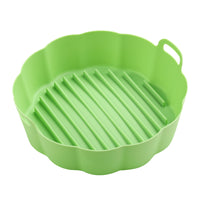 Reusable Air Fryer Pot Silicone Oven Baking Tray Pan Air Fryer Liner Green-6.5 Inches- Green