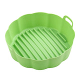 Reusable Air Fryer Pot Silicone Oven Baking Tray Pan Air Fryer Liner-7.5 Inches-Green