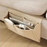 Bedside Pocket Storage Bag Caddy Hanging Organizer Sofa Side Hanging Bag -Beige